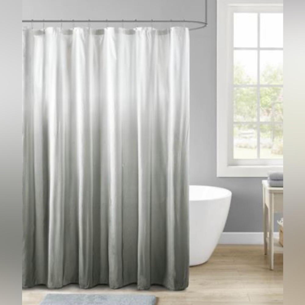 Madison Park Loire Ombre Printed Seersucker Shower Curtain